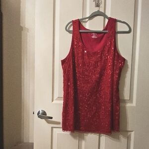 Lane Bryant Red Sequin Tank Top